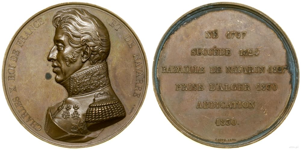 Francja, medal z serii władcy Francji – Karol X, 1834