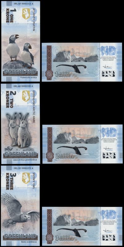 Grenlandia, zestaw 8 banknotów polimerowych, 2025