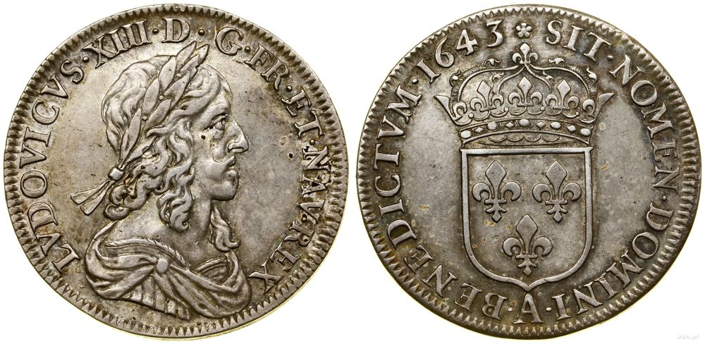 Francja, 1/2 écu deuxième poinçon de Warin, 1643 A