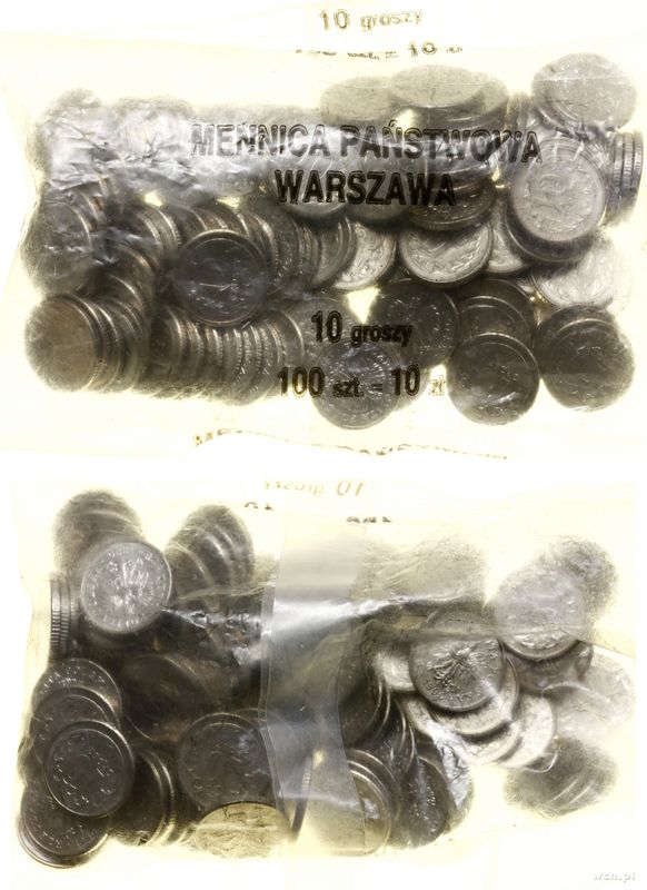 Polska, worek menniczy – 100 x 10 groszy, 1990