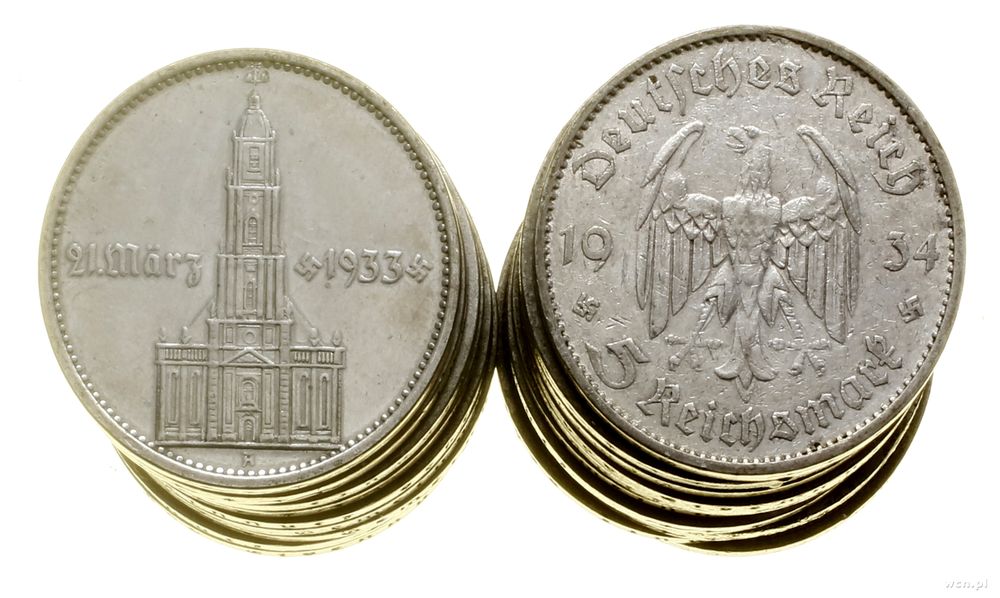 Niemcy, zestaw 20 x 5 marek, 1934