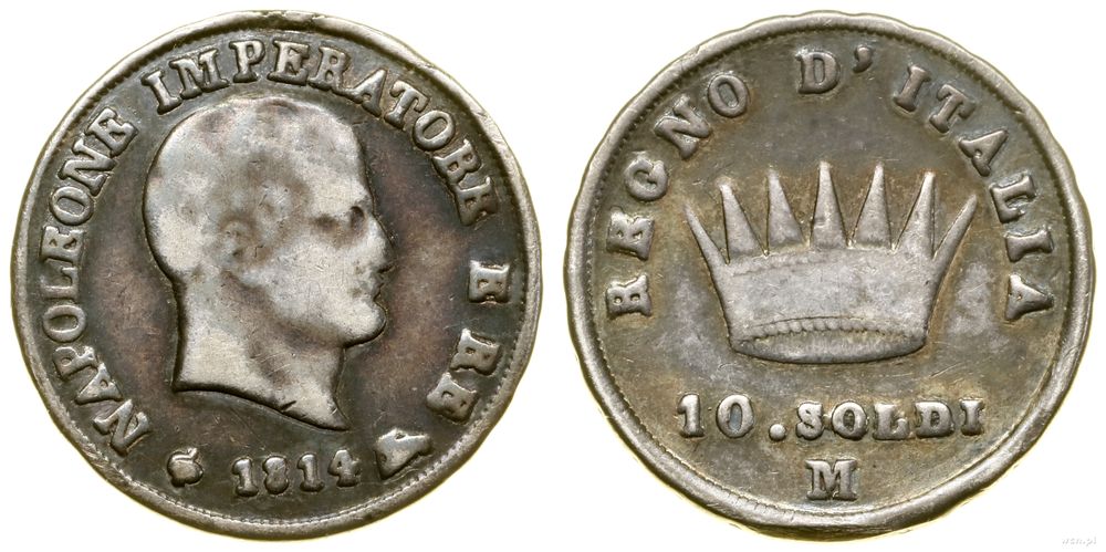 Włochy, 10 soldi, 1814 M