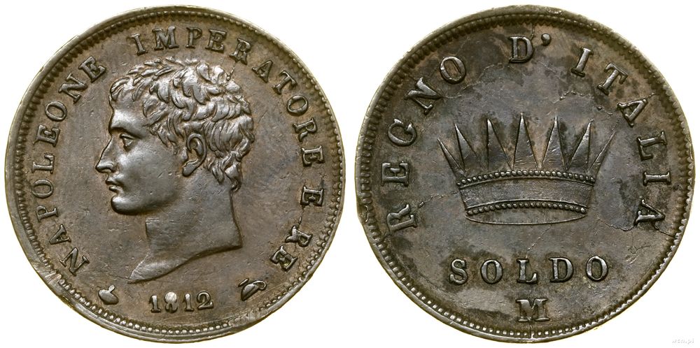 Włochy, 1 soldo, 1812 M