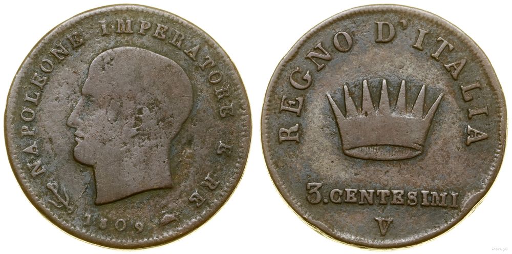 Włochy, 3 centesimi, 1809 V
