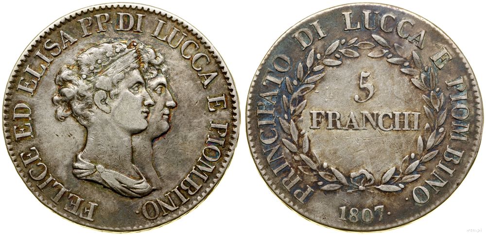 Włochy, 5 franchi, 1807
