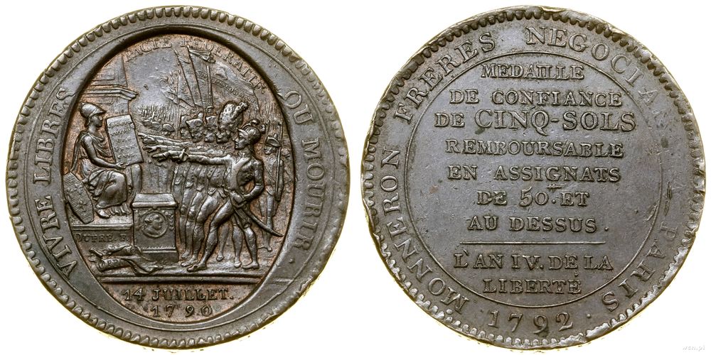 Francja, 5 soli, 1792