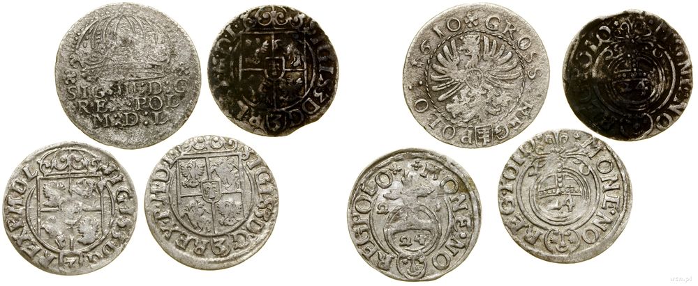 Polska, zestaw 4 monet, 1610–1623
