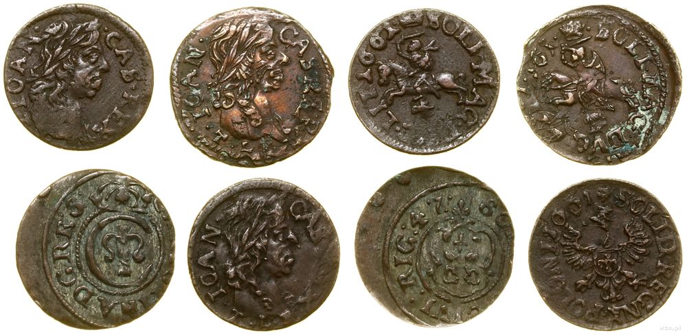 Polska, zestaw 4 szelągów, 1647–1661