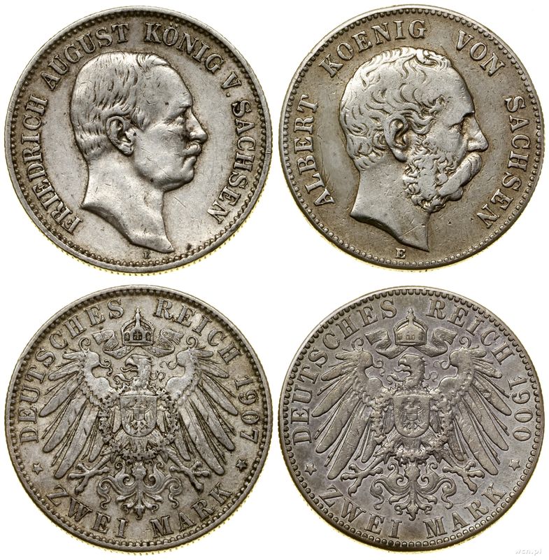 Niemcy, zestaw: 2 x 2 marki, 1900 i 1907