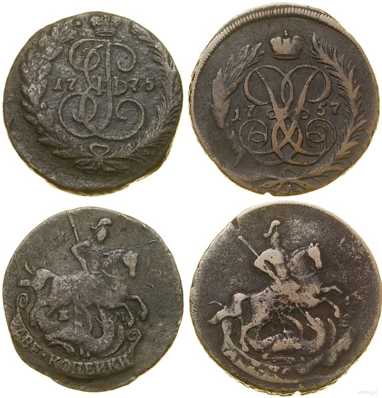 Rosja, zestaw: 2 x 2 kopiejki, 1757, 1775