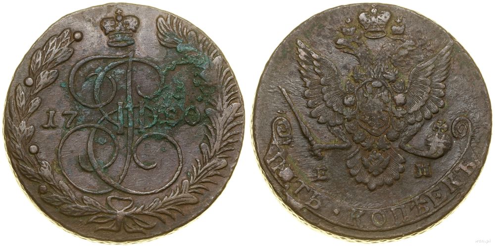 Rosja, 5 kopiejek, 1780 EM