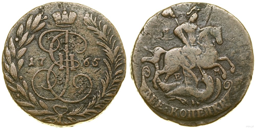 Rosja, 2 kopiejki, 1765 EM