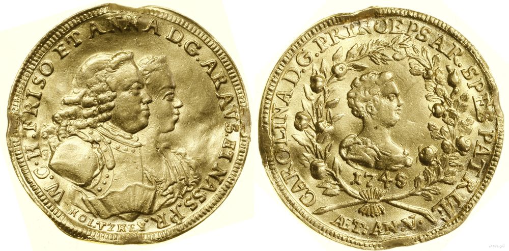 Niemcy, medal z okazji 5 urodzin księżniczki Karoliny, 1748