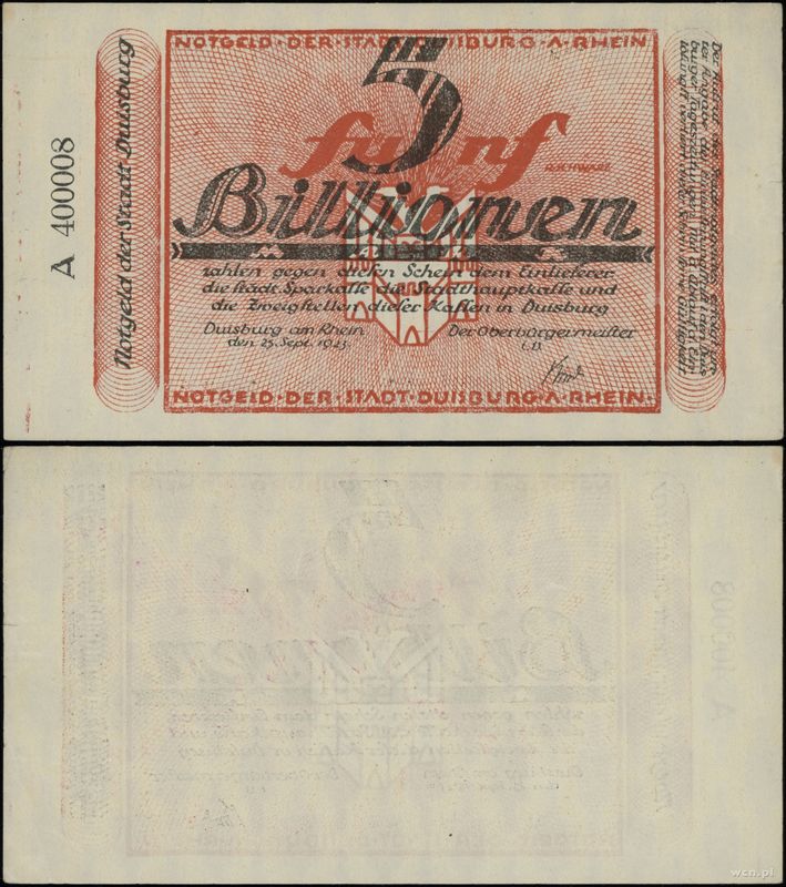 Niemcy, 5 bilionów marek, 25.09.1923