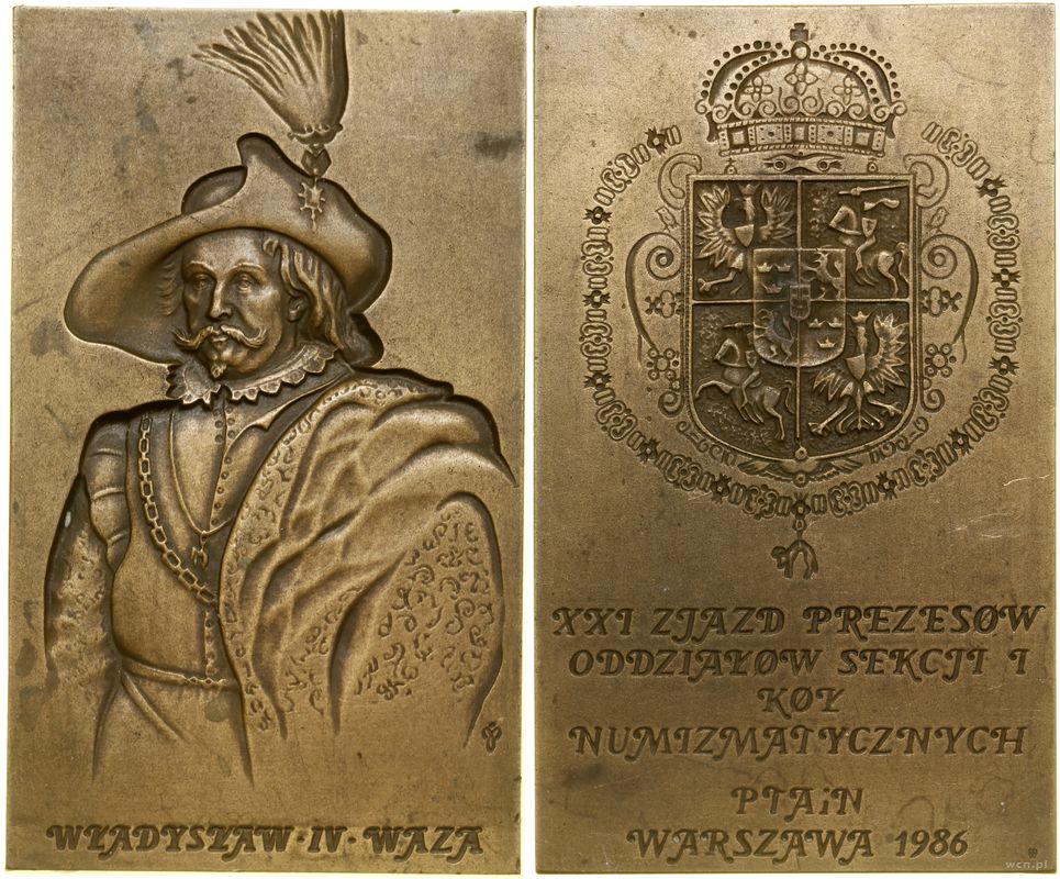 Polska, plakieta - Władysław IV Waza, 1986