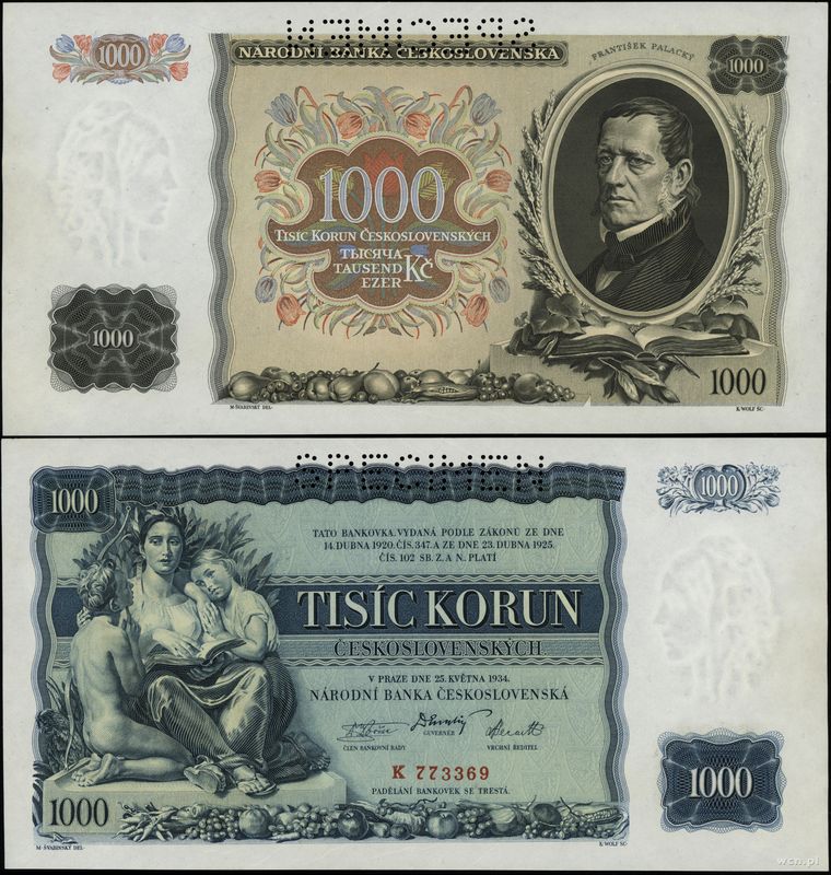 Czechosłowacja, 1.000 koron, 25.05.1934