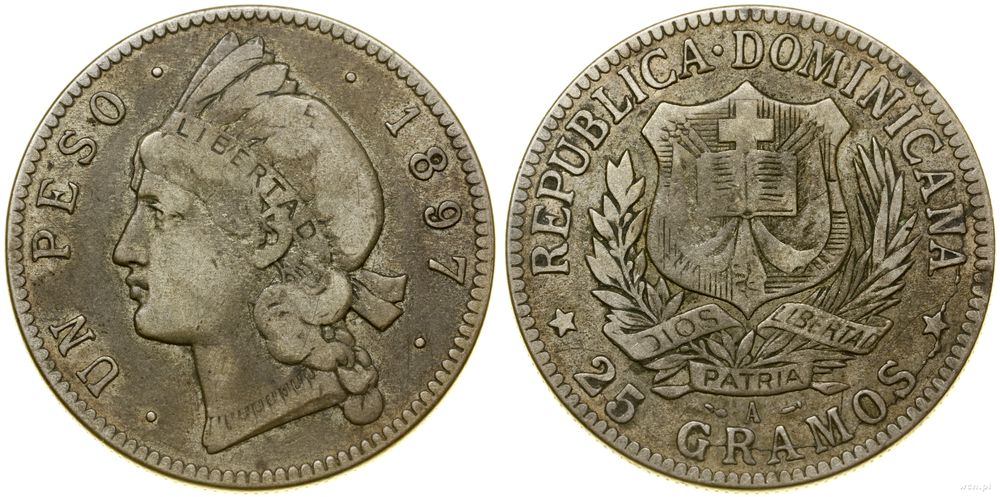 Dominikana, 1 peso, 1897