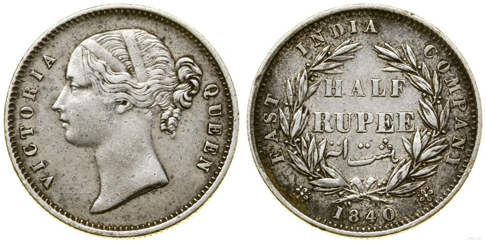 Indie, 1/2 rupii, 1840