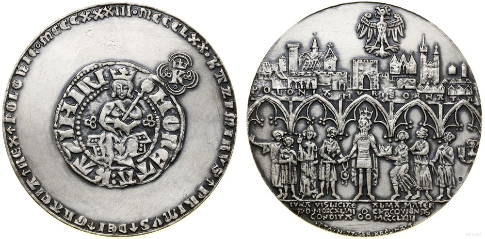 Polska, medal z serii królewskiej PTAiN – Kazimierz Wielki, 1977