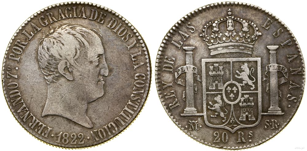 Hiszpania, 20 reali, 1822