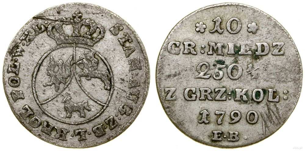 Polska, 10 groszy miedziane, 1790 EB