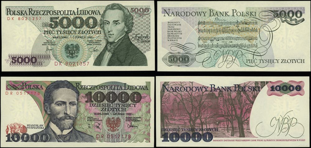 Polska, zestaw 2 banknotów, 1982–1988