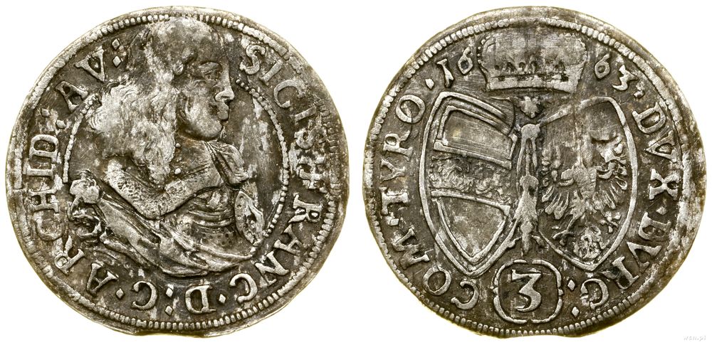 Austria, 3 krajcary, 1663