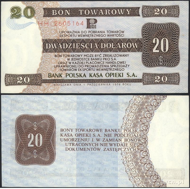 Polska, 20 dolarów, 1.10.1979