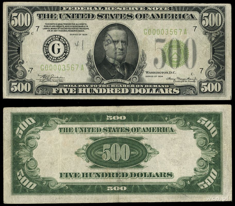 USA, 500 dolarów, 1934
