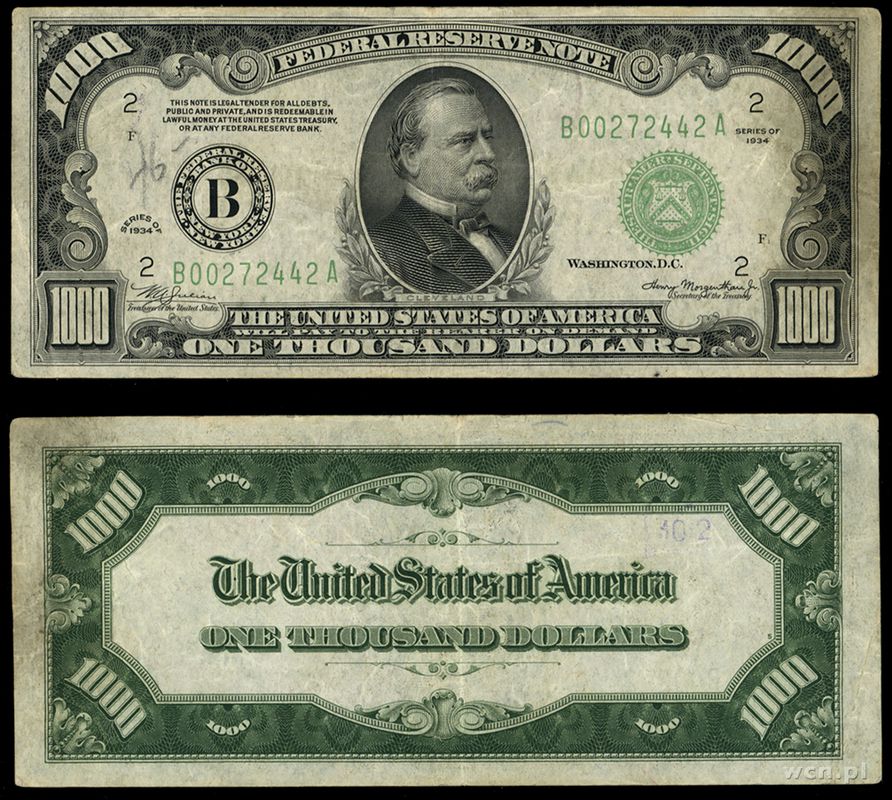 USA, 1000 dolarów, 1934