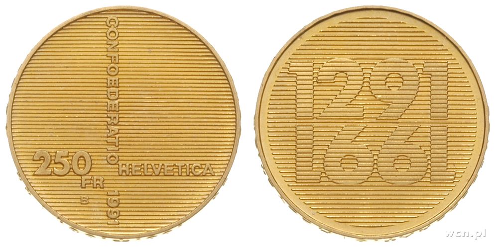 Szwajcaria, 250 franków, 1991