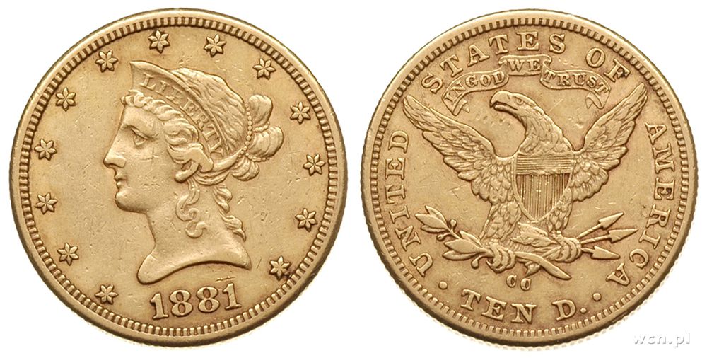 USA, 10 dolarów, 1881/CC