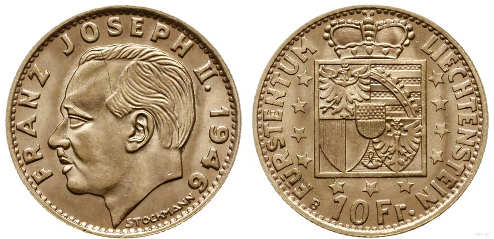 Liechtenstein, 10 franków, 1946