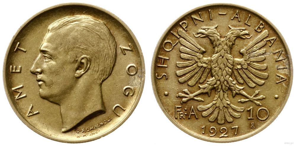 Albania, 10 Franga Ari, 1927 R