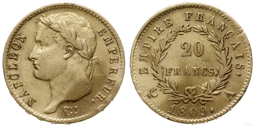 Francja, 20 franków, 1809 A