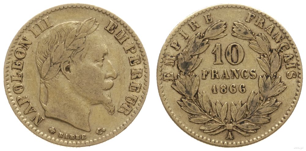Francja, 10 franków, 1866 A