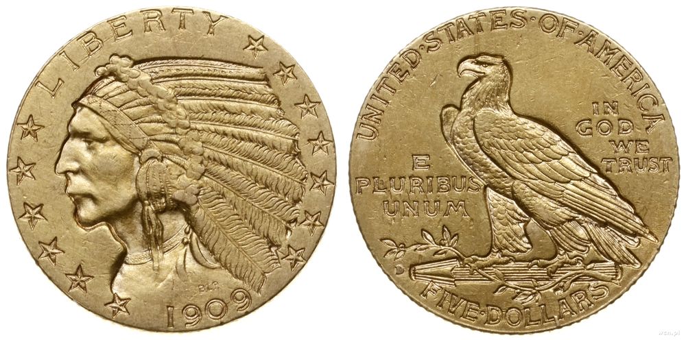 Stany Zjednoczone Ameryki (USA), 5 dolarów, 1909 D