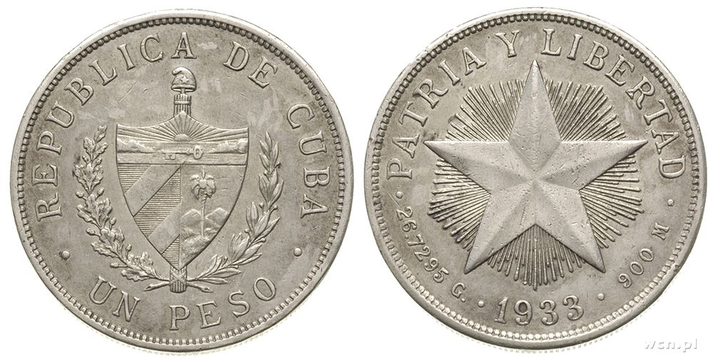 Kuba, 1 peso, 1933