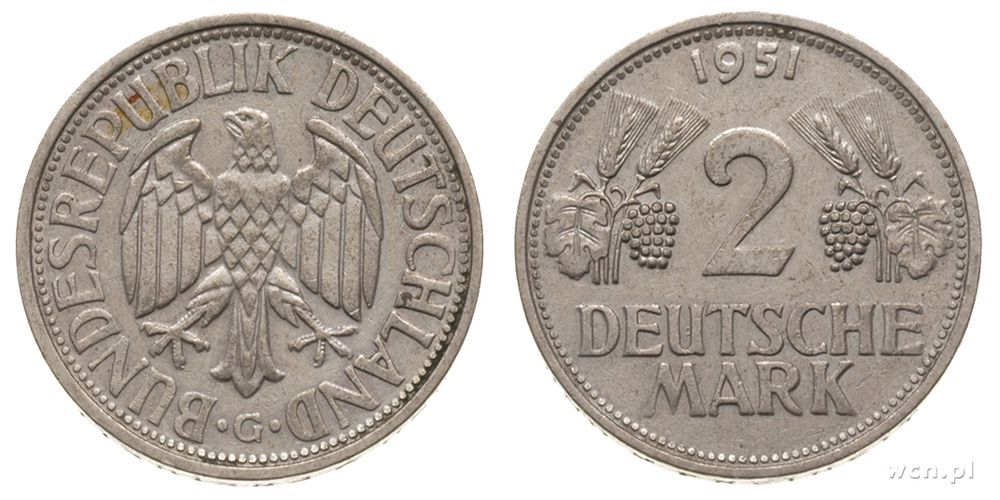 Niemcy, 2 marki, 1951/G