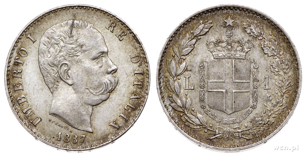 Włochy, 1 lir, 1887/M