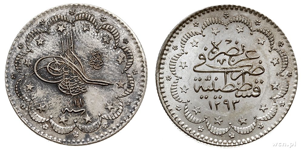 Turcja, 5 kurus, AH 1293 (rok 11)