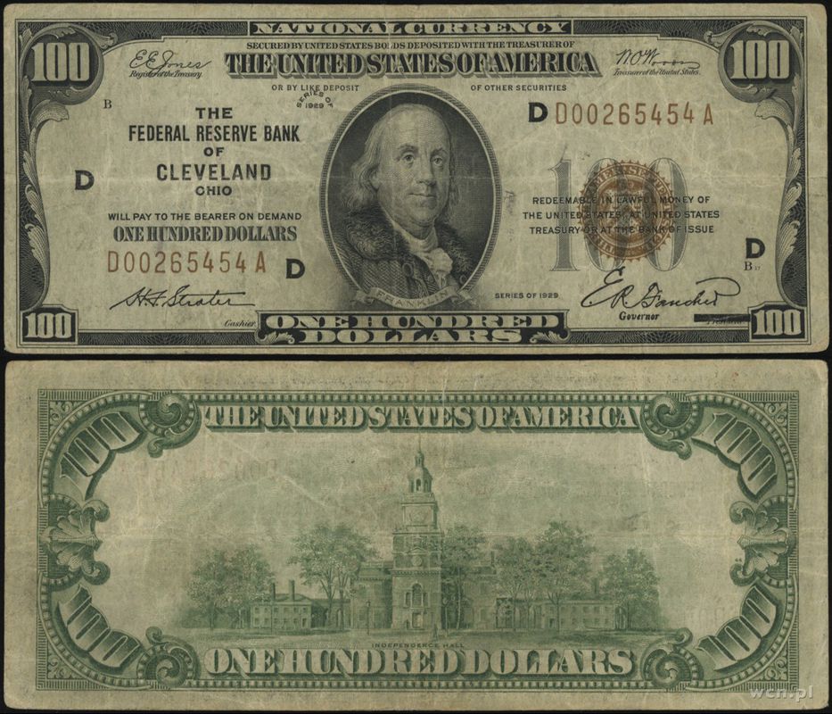 USA, 100 dolarów, 1929