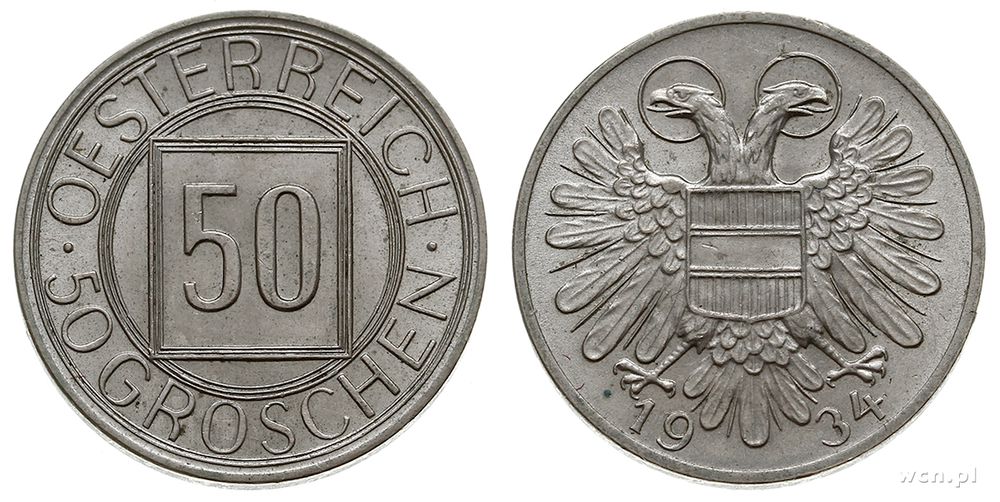 Austria, 50 groszy (1/2 szylinga), 1934