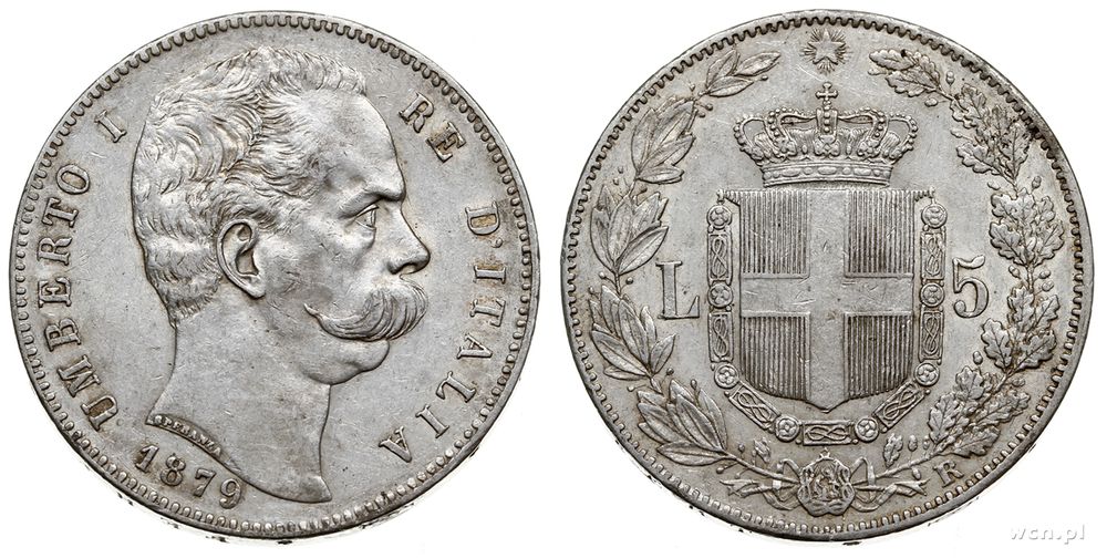 Włochy, 5 lirów, 1879/R