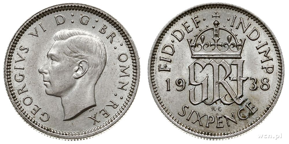 Wielka Brytania, 6 pensów, 1938