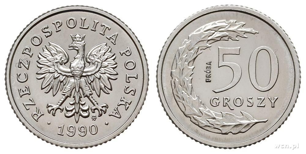 Polska, 50 groszy, 1990