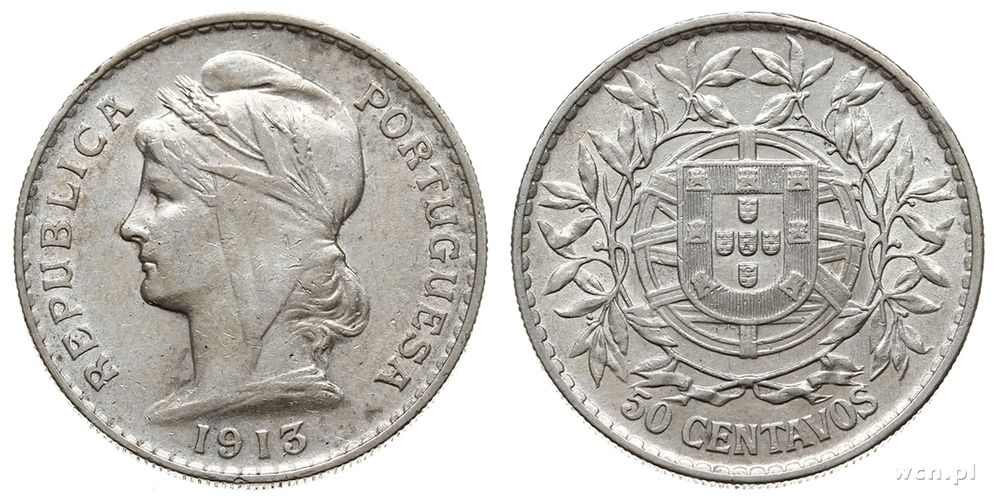 Portugalia, 50 centów, 1913
