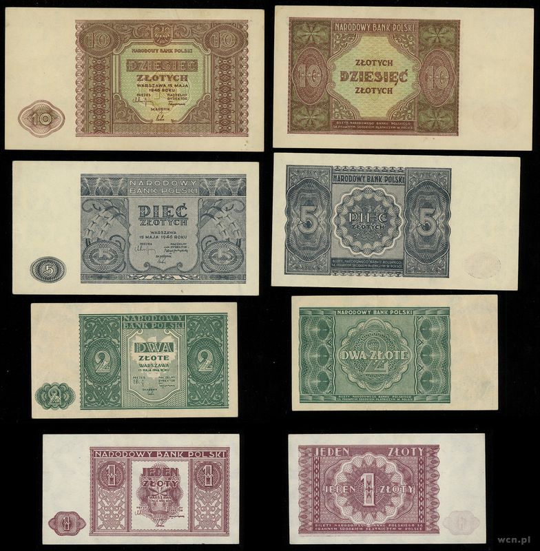 Polska, lot: 1, 2, 5, 10 złotych, 15.01.1946