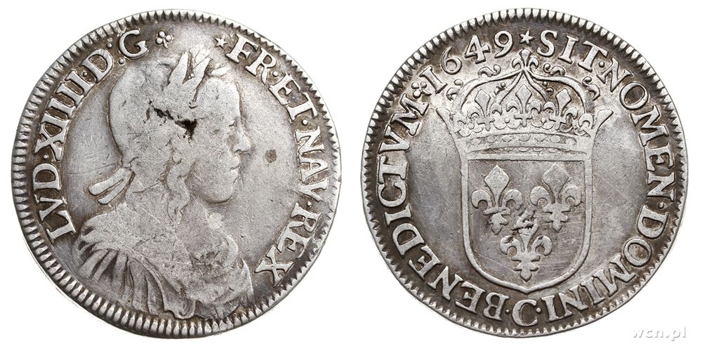 Francja, 1/2 ecu, 1649/C