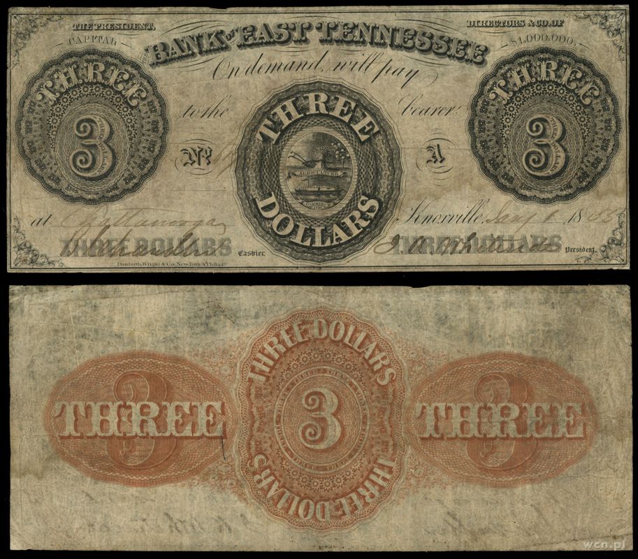 Stany Zjednoczone Ameryki (USA), 3 dolary, 1855